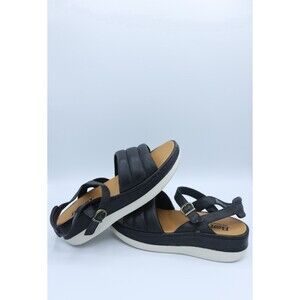 Born Faro Sandals Black Quilted Leather Comfort Platform Chunky Ankle Strap Sz 9